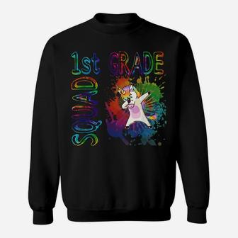 1St Grade Squad First Grade Dabbing Unicorn Tie Dye Design Sweatshirt | Crazezy DE