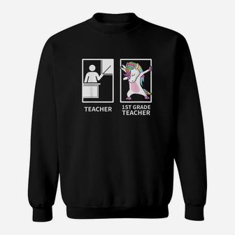1St Grade Teacher Dabbing Unicorn Sweatshirt | Crazezy DE