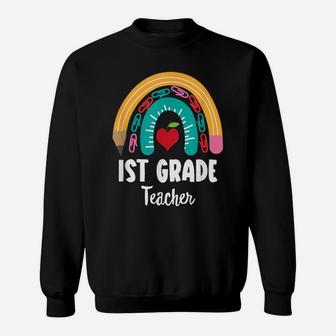 1St Grade Teacher, Funny Boho Rainbow For Teachers Sweatshirt | Crazezy