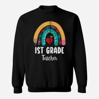 1St Grade Teacher, Funny Boho Rainbow For Teachers Zip Hoodie Sweatshirt | Crazezy
