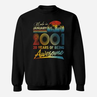 20Th Birthday Gift Vintage Retro January 2001 20 Years Old Sweatshirt | Crazezy CA