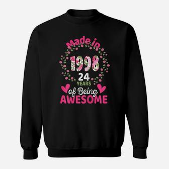 24 Years Old 24Th Birthday Born In 1998 Women Girls Floral Sweatshirt | Crazezy AU