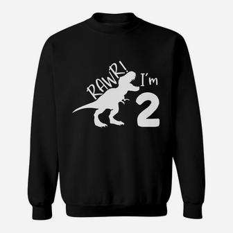 2Nd Birthday Boy Dinosaur Rawr Im 2 Sweatshirt | Crazezy UK