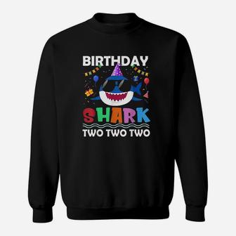 2Nd Birthday Boy Shark Matching Party Gifts For Kids Sweatshirt | Crazezy