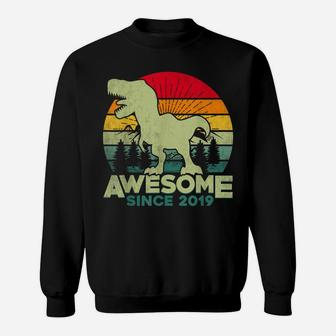 2Nd Birthday Dinosaur 2 Year Old Boy Kids Awesome Since 2019 Sweatshirt | Crazezy UK