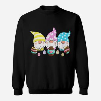 3 Easter Gnomes Pastel Spring Egg Hunt Hunting Candy Eggs Sweatshirt | Crazezy