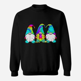 3 Hippie Gnomes Tie Dye Hat Retro Peace Groovy Psychedelic Sweatshirt | Crazezy CA