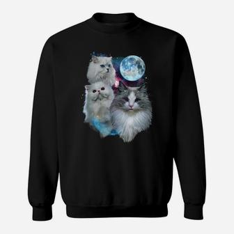 3 Moon Cat Feline Lovers Kitten Adorable Kitty Cat Novelty Sweatshirt Sweatshirt | Crazezy AU