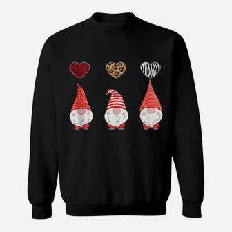 3 Wise Gnomes Heart Leopard Red Plaid Zibra Valentine Sweatshirt - Monsterry