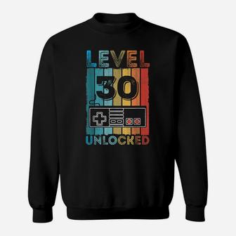 30Th Birthday Gift Boys Mens Level 30 Unlocked Video Game Sweatshirt | Crazezy