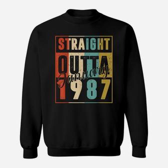 34 Years Old Retro Birthday Gift Straight Outta January 1987 Sweatshirt | Crazezy