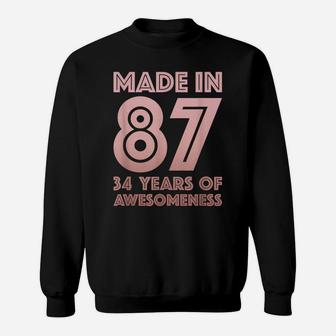 34Th Birthday Gifts Man Woman 34 Year Old Son Daughter 1987 Sweatshirt | Crazezy