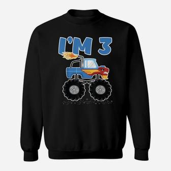 3Rd Birthday For Three Years Kids Monster Truck Sweatshirt | Crazezy