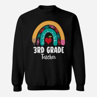 3Rd Grade Teacher, Funny Boho Rainbow For Teachers Sweatshirt | Crazezy