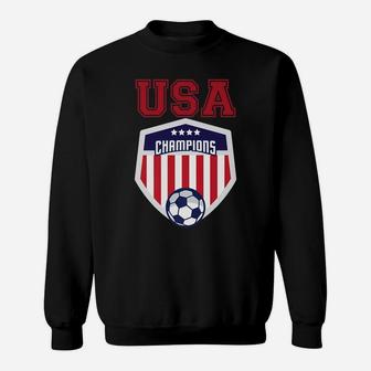 4 Stars Red Usa Champions Flag Football Team Play Game Goal Sweatshirt | Crazezy