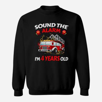 4 Years Old Fire Truck Firefighter Sweatshirt | Crazezy