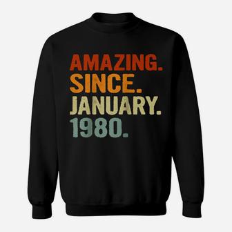 41 Years Old Retro Birthday Gift Amazing Since January 1980 Raglan Baseball Tee Sweatshirt | Crazezy