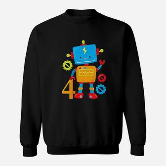 4Th Birthday Cute Robot Sweatshirt | Crazezy