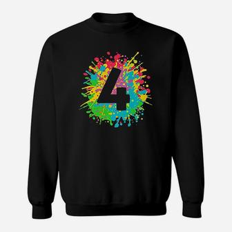 4Th Birthday For Kids Number 4 In Paint Splashes Sweatshirt | Crazezy CA