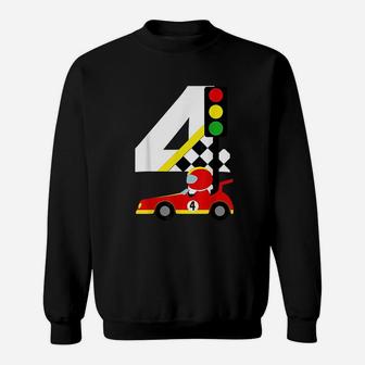 4Th Birthday Race Car Racer 4 Years Old Birthday Boy Sweatshirt | Crazezy DE