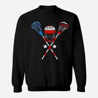 4Th Of July American Flag Patriotic Lacrosse Sweatshirt - Monsterry