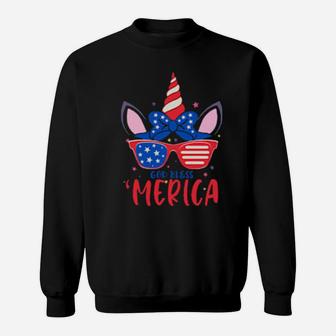 4Th Of July Patriotic God Bless Merica Unicorn Sweatshirt - Monsterry