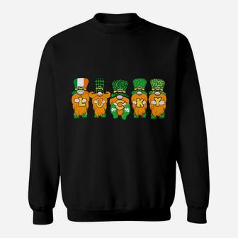 5 Cute Irish Gnomes Leprechauns Lucky Green Shamrocks Sweatshirt Sweatshirt | Crazezy UK