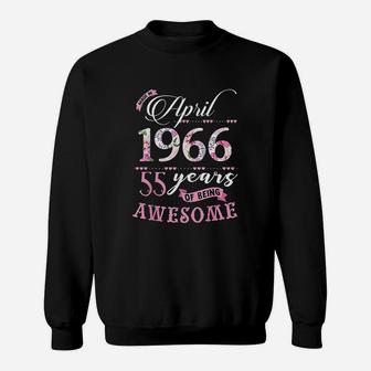 55Th Birthday Floral Born In April 1966 Sweatshirt | Crazezy UK