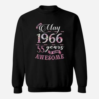 55Th Birthday Floral Born In May 1966 Sweatshirt | Crazezy