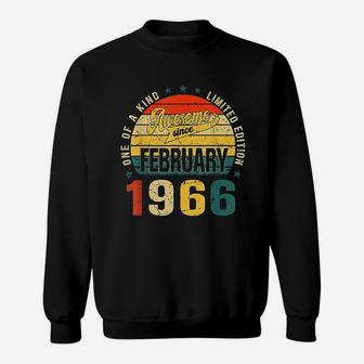 55Th Birthday Vintage February 1966 Retro 55 Years Old Sweatshirt | Crazezy