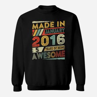 5Th Birthday Gift Retro January 2016 5 Yrs Old 5Th Bday Sweatshirt | Crazezy CA