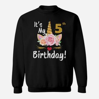 5Th Birthday Girl 5 Years Old Awesome Unicorn Flower Bday Sweatshirt | Crazezy UK