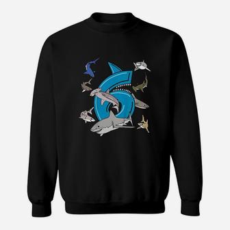 6Th Birthday Boys Shark White Shark Sweatshirt | Crazezy