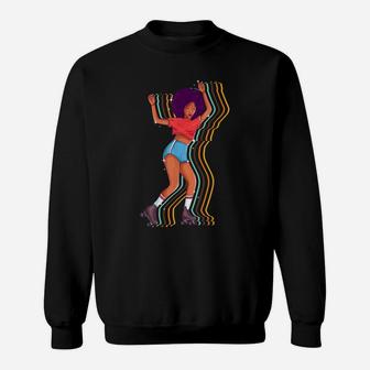 70S 80S Afro Roller Skating Retro Vintage Skater Girl Women Sweatshirt | Crazezy CA