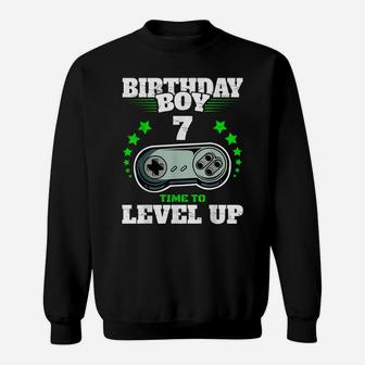 7Th Birthday Boy Time To Level Up 7 Years Old Boys Gamer Sweatshirt | Crazezy UK
