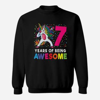 7Th Birthday Dabbing Unicorn Sweatshirt | Crazezy DE
