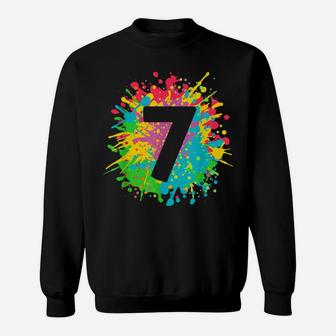 7Th Birthday Paint Splashes T-Shirt For Kids, Girls, Boys Sweatshirt | Crazezy AU