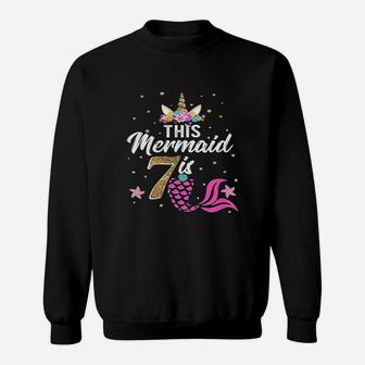 7Th Birthday Unicorn Mermaid Sweatshirt | Crazezy UK