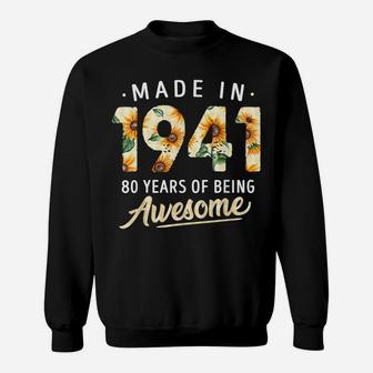 80 Years Old Girl Gifts 80Th Birthday Made Born 1941 Women Sweatshirt | Crazezy