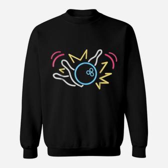 '80S Retro Neon Sign Strike Bowling' Vintage Bowling Shirt Sweatshirt | Crazezy UK