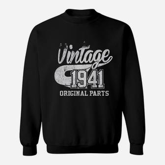 80Th Birthday For Men Vintage 1941 Original Parts Distressed Sweatshirt | Crazezy UK