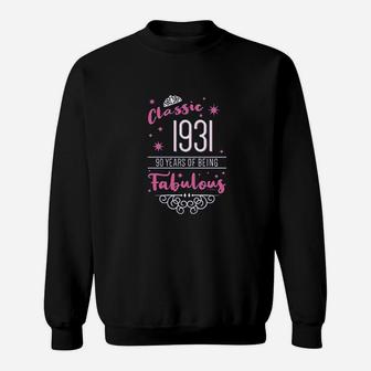 90Th Birthday Gifts Classic 1931 90 Years Fabulous Ladies Sweatshirt | Crazezy CA