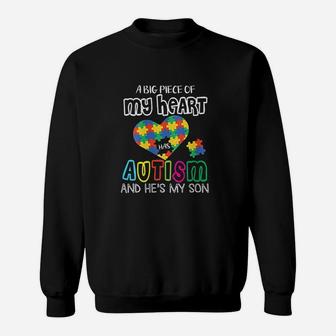 A Big Piece Of My Heart Has And He Is My Son Dad Mom Sweatshirt | Crazezy