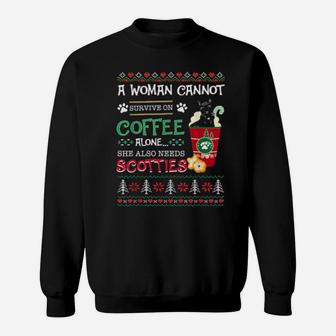 A Cannot Survive On Coffee Alone Scottie Xmas Sweatshirt - Monsterry CA