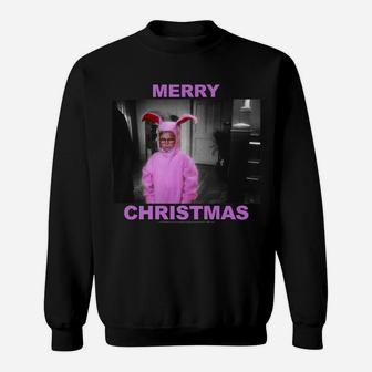 A Christmas Story Ralphie Pink Bunny Suit Merry Christmas Sweatshirt | Crazezy