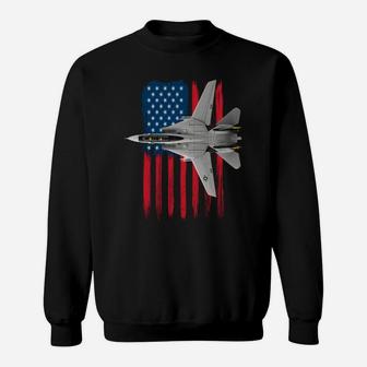 A Patriotic Navy F-14 Tomcat And The American Flag Sweatshirt Sweatshirt | Crazezy