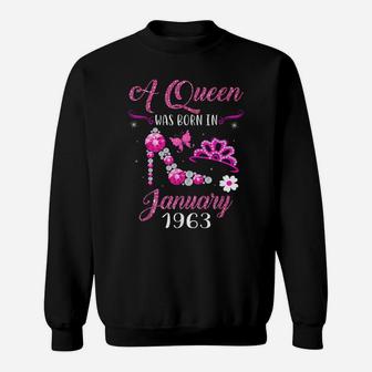 A Queen Was Born In January 1963 58Th Birthday Gift Sweatshirt | Crazezy