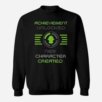 Achivement Daddy Unlocked Gamer Promoted To Dad Father's Day Sweatshirt | Crazezy AU