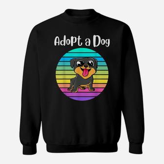 Adopt A Dog Funny Vintage Rainbow Sunset Puppy Pet Rescue Sweatshirt | Crazezy