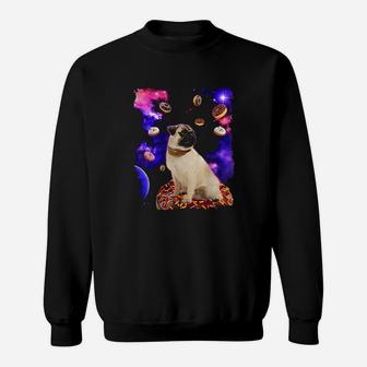 Adorable Pug In Space With Doughnuts Sweatshirt | Crazezy CA